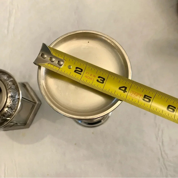 Pottery Barn Pewter Silver Candle Holders Pewter Glass Candle Cage Grape Vines - Picture 14 of 16